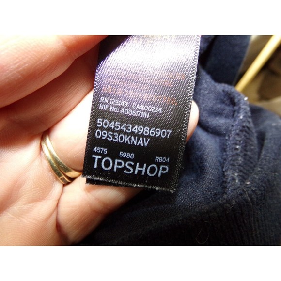 Topshop Womens Velvet Sweatshirt Pull over Top Sweater 6 US black (OR Dark Blue - Picture 7 of 11